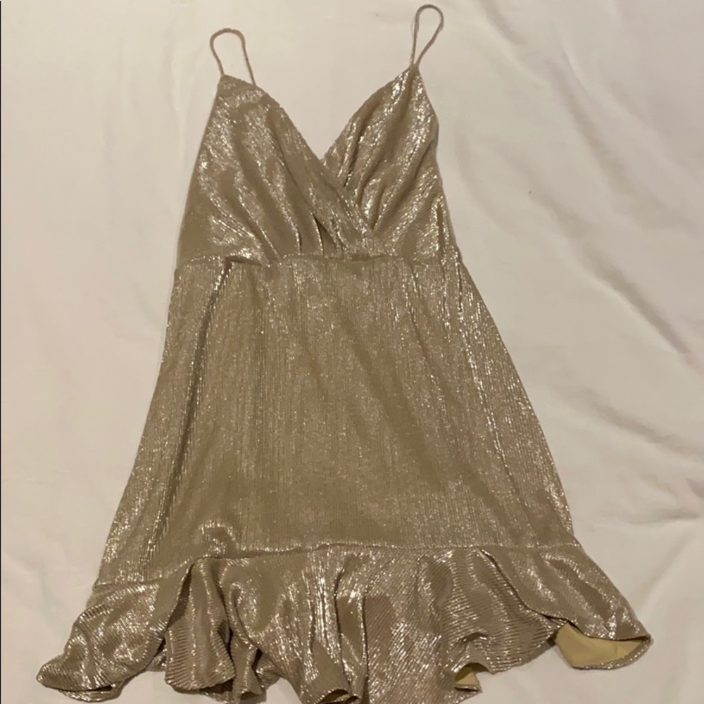 NBD Gold Ribbed Dress